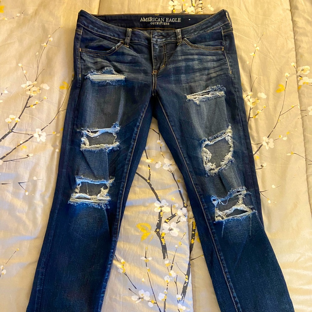 American Eagle distressed low rise jeans